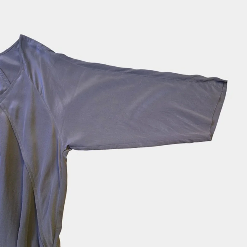 Eileen Fisher Silk Crepe de Chine Round Neck Easy Top Gray L Quiet Luxury NWT - Picture 4 of 11